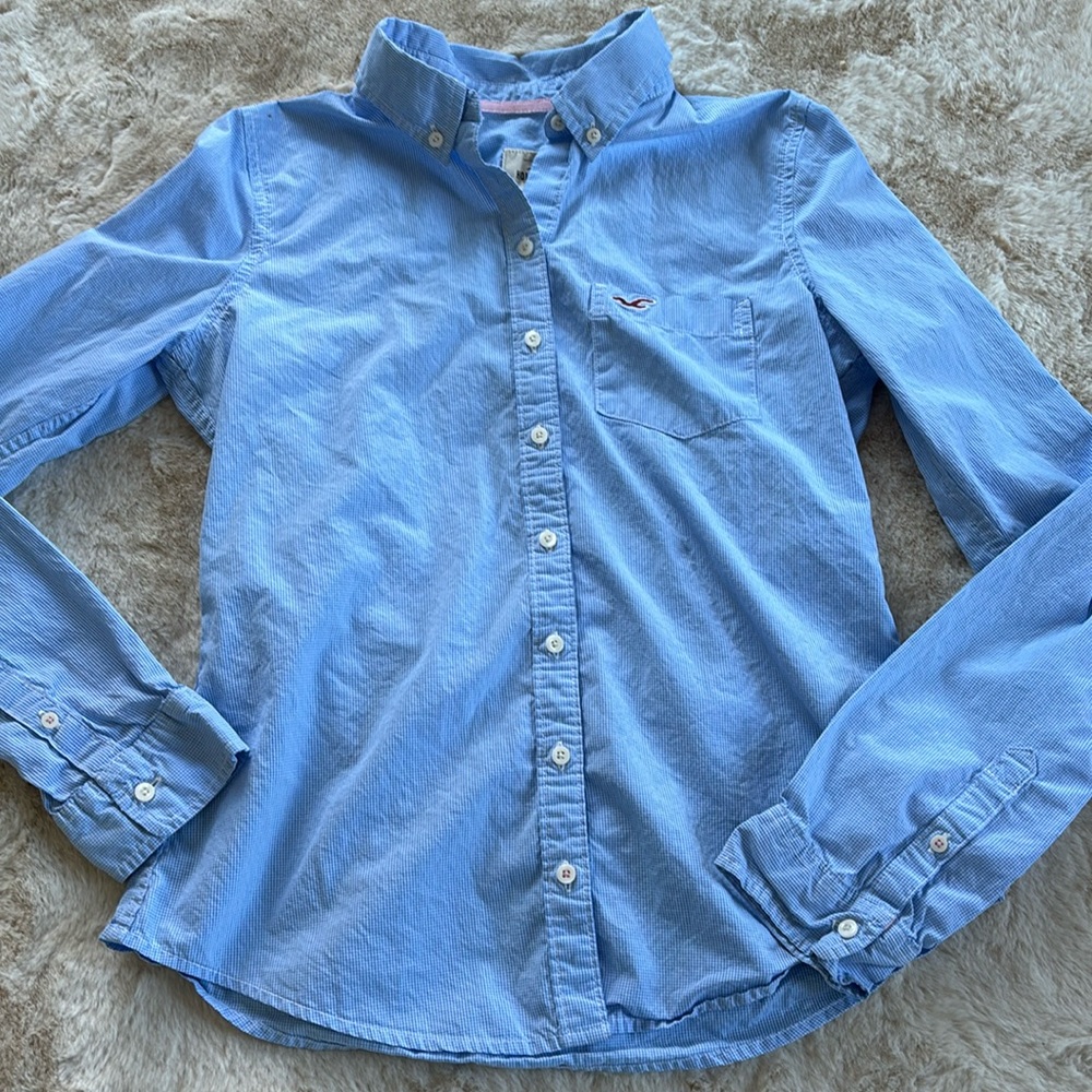 Hollister California gingham button up blouse, size medium